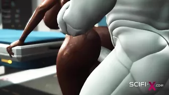 Big boobs black girl getting fucked by a really hung robot that wants her GAPED