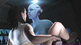 Rey from Star Wars gets fucked by that Mass Effect chick, Liara and it is HOT