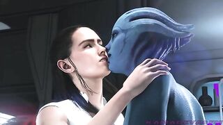 Rey from Star Wars gets fucked by that Mass Effect chick, Liara and it is HOT