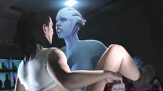 Rey from Star Wars gets fucked by that Mass Effect chick, Liara and it is HOT