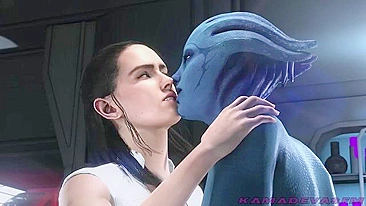 Rey from Star Wars gets fucked by that Mass Effect chick, Liara and it is HOT
