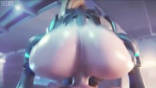 Mercy from overwatch shows sexy feet and bubble bum during hardcore fucking