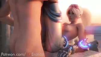 Mercy from overwatch shows sexy feet and bubble bum during hardcore fucking