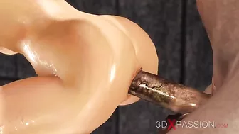 Timid babe from Japan getting her naughty little opening blasted brutally