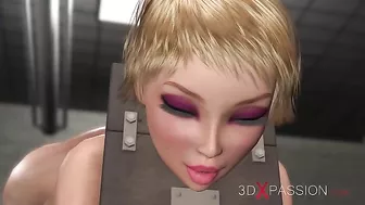 Bondage slave with short hair fucked in a BDSM hentai XXX scene wtih gape