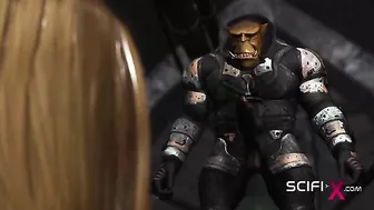 Alien creature is going to dominate spacewoman's pussy in hot hentai scene