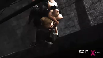 Alien creature is going to dominate spacewoman's pussy in hot hentai scene