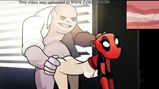 Lady Deadpool enjoying twisted teasing and hardcore fucking with a mastermind