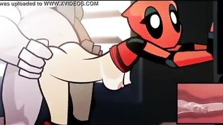 Lady Deadpool enjoying twisted teasing and hardcore fucking with a mastermind