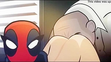 Lady Deadpool enjoying twisted teasing and hardcore fucking with a mastermind