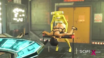 Futa fuck scene showing a good looking girl that takes it very deep inside