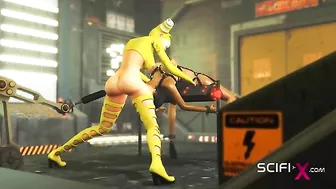 Futa fuck scene showing a good looking girl that takes it very deep inside