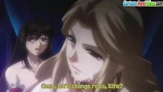 Hentai gal with a hot ass is getting ravaged on all fours in the sack in 3some