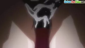 Hentai gal with a hot ass is getting ravaged on all fours in the sack in 3some