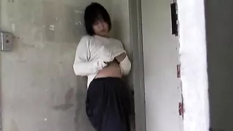 Uncensored XXX - Gorgeous Japanese girl masturbates in voyeuristic scene.