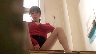 My horny Japanese roommate pleasures herself in a steamy solo session.