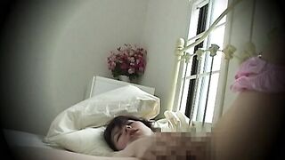 Sneakily filmed your horny Japanese wife partner masturbating solo