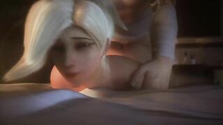 Mercy wants to stroke cock till her hands shake, then her pussy gets pounded