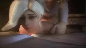 Mercy wants to stroke cock till her hands shake, then her pussy gets pounded