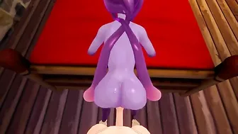 Purple hentai hottie is going to let him insert his penis deep in her cavity