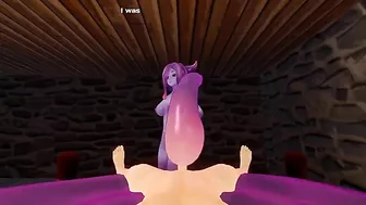 Purple hentai hottie is going to let him insert his penis deep in her cavity