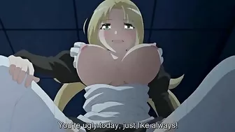 Pale babe with huge breasts is going to ride that dick to the fucking limit