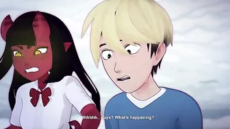 Filthy fucking with a demon girl is all he really cares about in this one