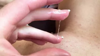 Rubbing My Big Clitoris Till Do a Puddle of Slime Cum and Wipe Dirty Pussy with Panties