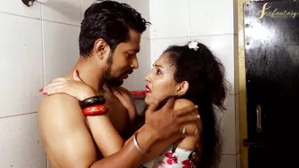 Sexy Indian sister-in-law was seduced and fucked hard by the brother-in-law in the bathroom