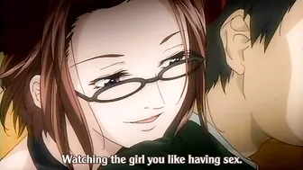 Hentai love scene with a brunette that wants dicks and standing pleasure