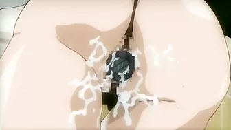 Hentai love scene with a brunette that wants dicks and standing pleasure