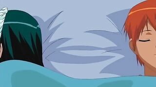 Redheaded hentai girl feeds her hard dick to an adorable girlfriend here