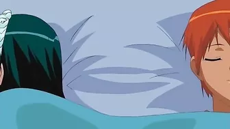 Redheaded hentai girl feeds her hard dick to an adorable girlfriend here