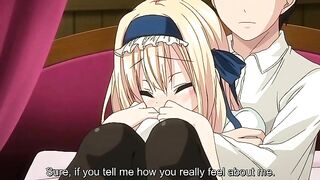 Pure Love Maniac - Hentai blonde with black thigh highs wants big dick inside