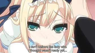 Pure Love Maniac - Hentai blonde with black thigh highs wants big dick inside