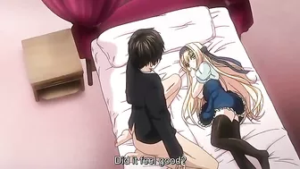 Pure Love Maniac - Hentai blonde with black thigh highs wants big dick inside