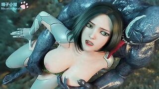 Teen Alita hentai fucking with Venom - Strange crossover with lots of hard sex