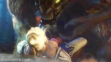 Big boobs babe appreciates hentai pleasure with a well hung creature in HD