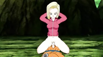 Android 18 and Krillin hentai fuck scene with a colossal creampie in POV