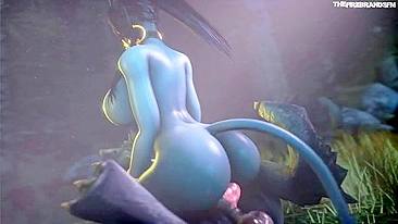 Xsara from Warcraft hentai with dick riding and really hot moaning as well