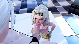 Spoiled and bratty blonde enjoying a colossal futa cock is real turn on