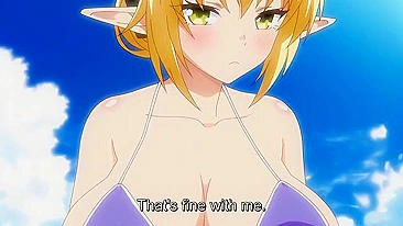 Fascinating scene featuring a sexy elf girl that wears bikini while fucking