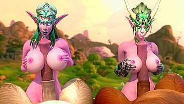 Big boobs elf girlies enjoying hentai fucking with badass creatures in HD