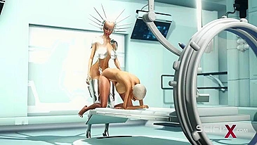 Futanari hentai pleasure with a lady that really needed that robot cock inside