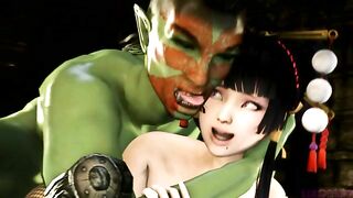 Nyotengu hentai action with a tiny girl getting fucked like a true tramp too