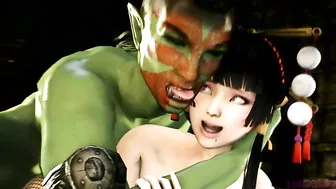 Nyotengu hentai action with a tiny girl getting fucked like a true tramp too