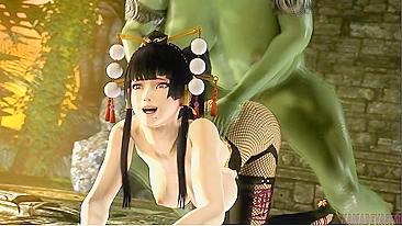 Nyotengu hentai action with a tiny girl getting fucked like a true tramp too