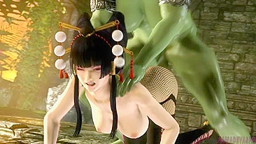 Nyotengu hentai action with a tiny girl getting fucked like a true tramp too