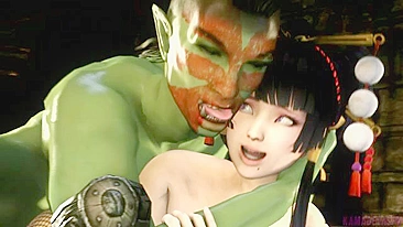 Nyotengu hentai action with a tiny girl getting fucked like a true tramp too