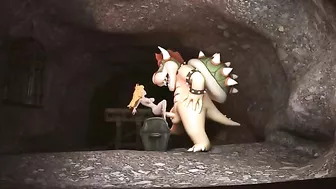 She is kinda horny so she lets Bowser fuck her peachy pussy from behind HARD